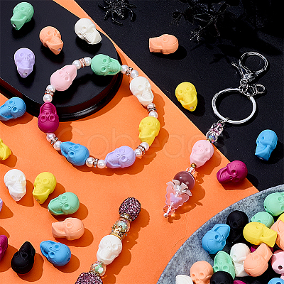54Pcs 9 Colors Rubberized Style Opaque Acrylic Beads SACR-PH0002-38-1