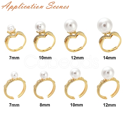Brass Pave Clear Cubic Zirconia Open Cuff Ring Settings KK-K398-11G-1