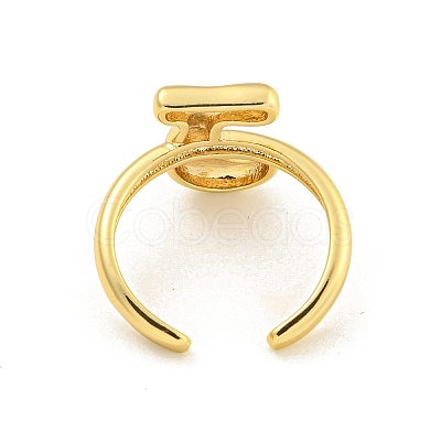 Brass Letter Open Cuff Rings for Women RJEW-G313-01J-G-1