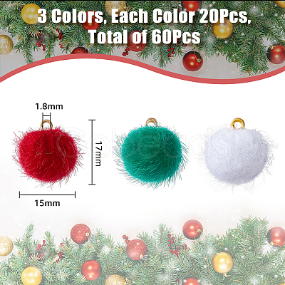 SUPERFINDINGS 60Pcs 3 Colors Faux Mink Fur Covered Pendants DIY-FH0005-67-1