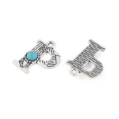 Synthetic Turquoise & Alloy Pendants PALLOY-H146-01AS-P-1