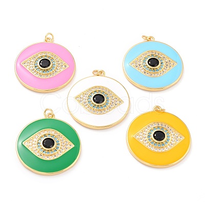 Real 18K Gold Plated Brass Micro Pave Cubic Zirconia Pendants ZIRC-L100-084G-1