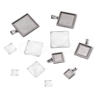 6Pcs 6 Styles 304 Stainless Steel Pendant Cabochon Settings STAS-TA0001-47A-1