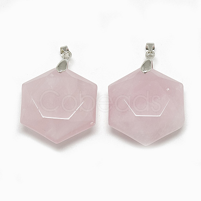 Natural Rose Quartz Pendants G-S334-003F-1