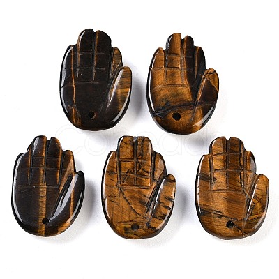 Natural Tiger Eye Pendants G-K359-03A-1