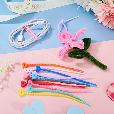 30Pcs Heart Shaped Silicone Cable Zip Ties AJEW-TADJ0001-11-1