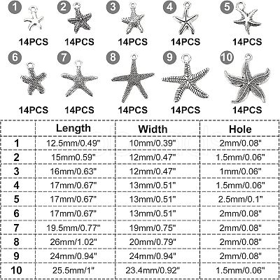 Tibetan Style Alloy Starfish/Sea Stars Shape Pendants TIBEP-PH0001-14AS-RS-1