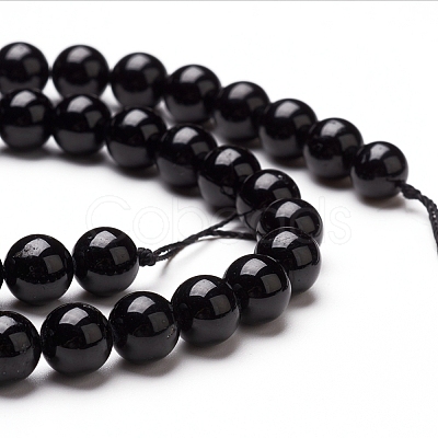 Natural Black Tourmaline Beads Strands G-L554-02-8mm-1