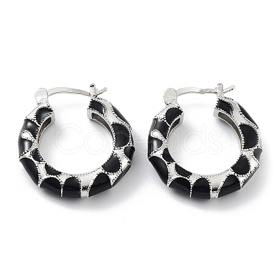 Ring Rack Plating Brass Enamel Hoop Earrings for Women KK-Z038-10P-1