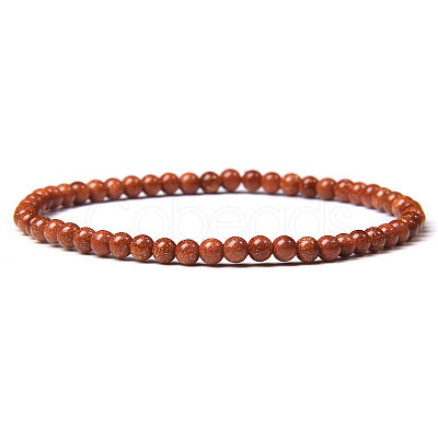 4mm Round Synthetic Goldstone Beads Bracelet for Men KG3069-6-1