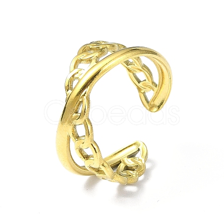 Ion Plating(IP) 304 Stainless Steel Open Cuff Ring RJEW-L109-033G-1