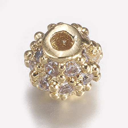 Brass Micro Pave Cubic Zirconia Beads ZIRC-E143-17A-G-1