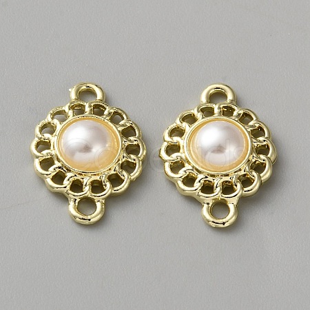 Alloy & White Plastic Pearl Links Connector Charms FIND-WH0365-082G-03-1