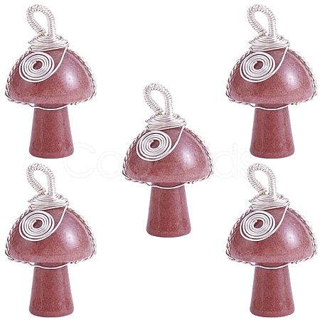 Natural Strawberry Quartz  Pendants PALLOY-SW0004-02-1