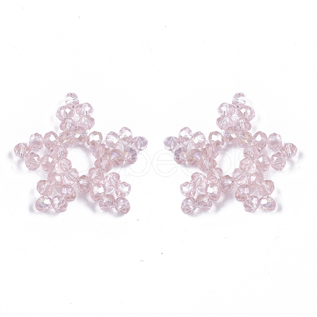 Plating Acrylic Woven Beads PACR-R247-02B-1
