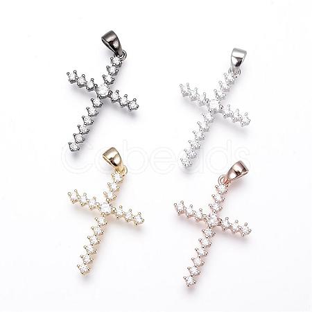 Brass Micro Pave Cubic Zirconia Pendants ZIRC-E108-10-NR-1
