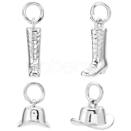 8Pcs 2 Styles West Cowboy Boot & Hat Rack Plating Brass Charms ZIRC-BBC0003-02-1
