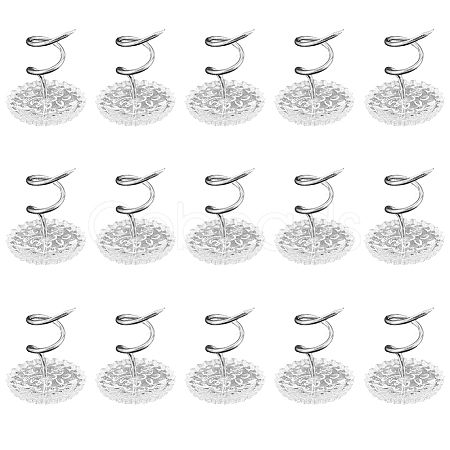 60Pcs Clear Acrylic Flat Round Head Iron Twist Pins FIND-SP0004-66-1