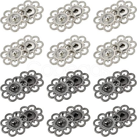 Nbeads 20 Sets 2 Colors Hollow Alloy Snap Buttons BUTT-NB0001-38-1