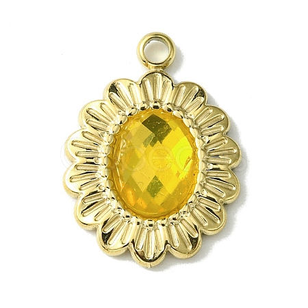 Ion Plating(IP) Real 14K Gold Plated 304 Stainless Steel with Glass Pendant FIND-Z028-30B-1