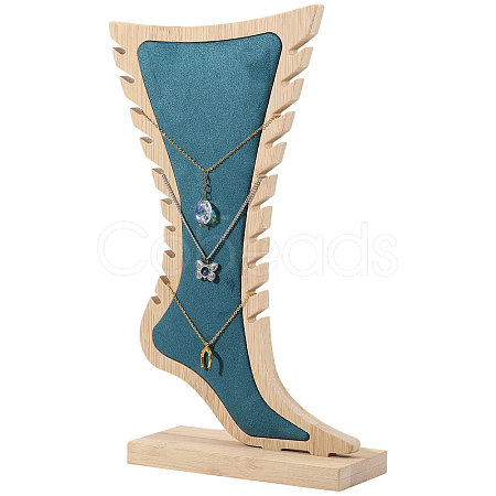 Foot Shaped Wood Anklet Storage Jewelry Rack ODIS-WH0106-23-1