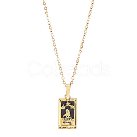 Brass with Cubic Zirconia Pendants Necklaces NJEW-LP0001-45D-G-1