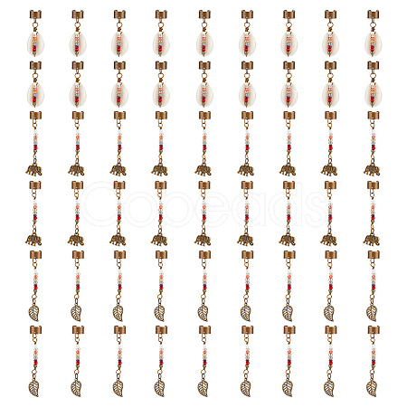 Tibetan Style Alloy & Cowrie Shell Braiding Hair Pendants Decoration OHAR-AB00016-1
