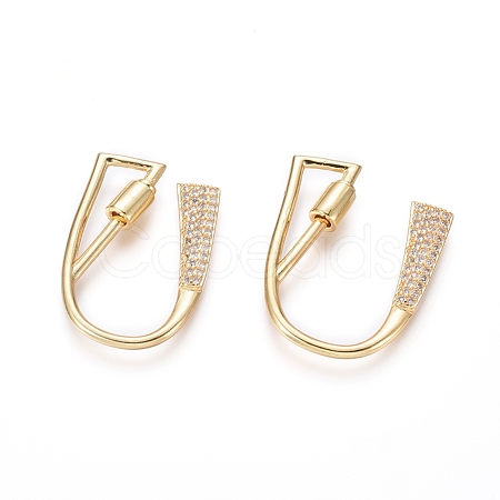 Brass Micro Pave Cubic Zirconia Screw Carabiner Lock Charms KK-I033-01G-U-1
