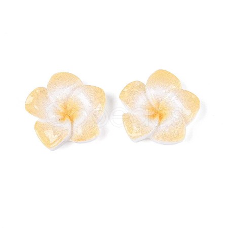 Plumeria Flower Opaque Resin Cabochons CRES-T025-30B-02-1
