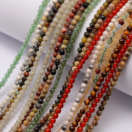 Natural Assorted Gemstone Bead Strands G-K146-M-2mm-1