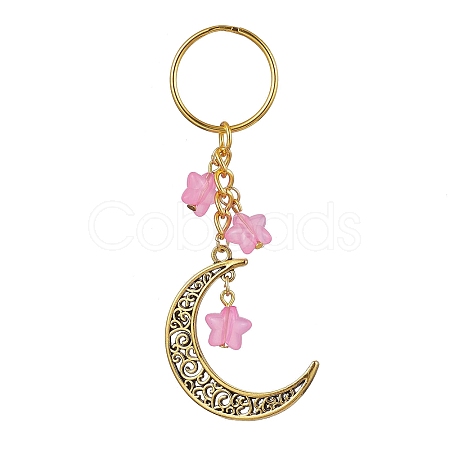 Tibetan Style Alloy Hollow Moon Pendant Keychain KEYC-JKC00690-02-1