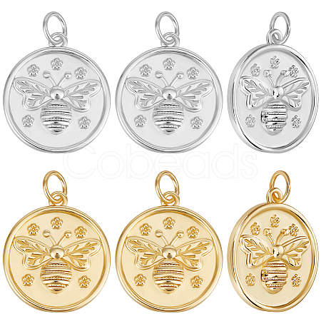 10Pcs 2 Colors Rack Plating Brass Pendants KK-BBC0026-22-1