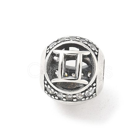 Brass Clear Cubic Zirconia European Beads FIND-M049-01AS-08-1
