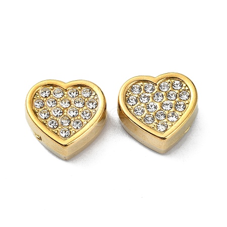 Heart Shape 304 Stainless Steel Beads STAS-C089-07G-1