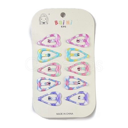 10Pcs 5 Colors Tartan Pattern Epoxy Resin Snap Hair Clip PHAR-P009-01E-1