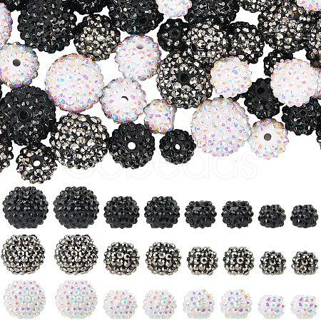 72Pcs 12 Styles Resin Rhinestone Beads RESI-PA0001-01-1