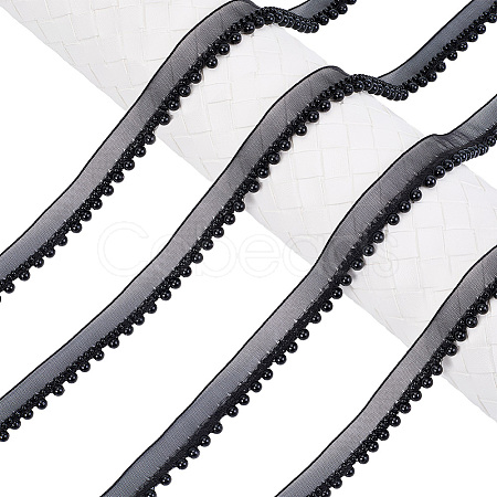 10Yards Polyester & Plastic Pearl Ribbon OCOR-CY0001-78B-1