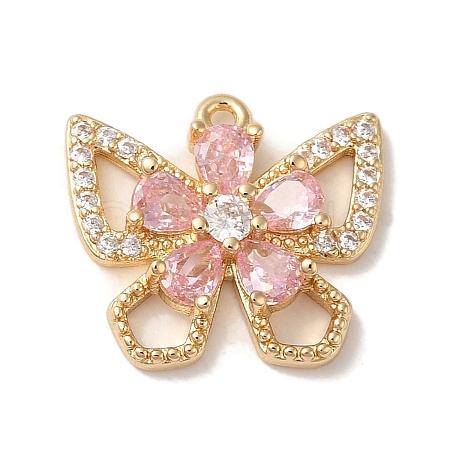 Brass Micro Pave Clear Cubic Zirconia Charms LS-KK-G499-08G-1