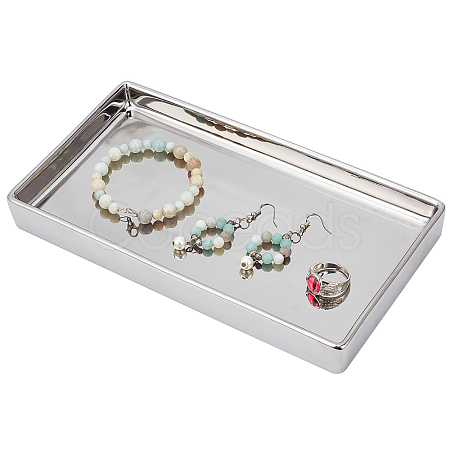 Rectangle Electroplate Ceramics Jewelry Display Plate STAS-WH0027-79-1
