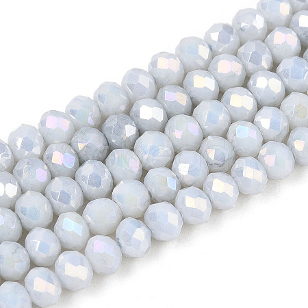 Anti-Tarnish Electroplate Rondelle Glass Beads Strands X-EGLA-T021-4mm-17-01-1