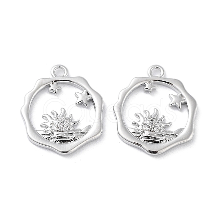Brass Micro Pave Clear Cubic Zirconia Pendants KK-F871-38P-1