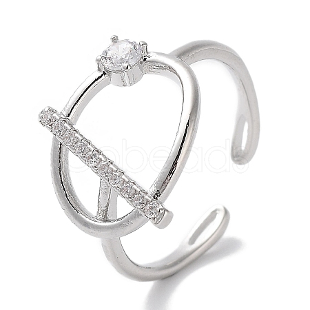 Brass Micro Pave Cubic Zirconia Cuff Rings RJEW-G310-02P-1
