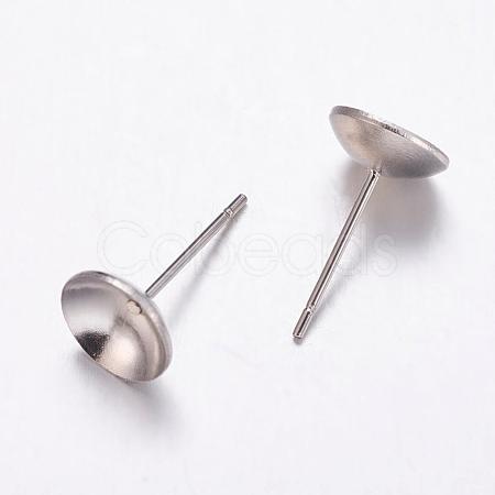 Tarnish Resistant 304 Stainless Steel Stud Earrings Findings STAS-K146-016-8mm-1