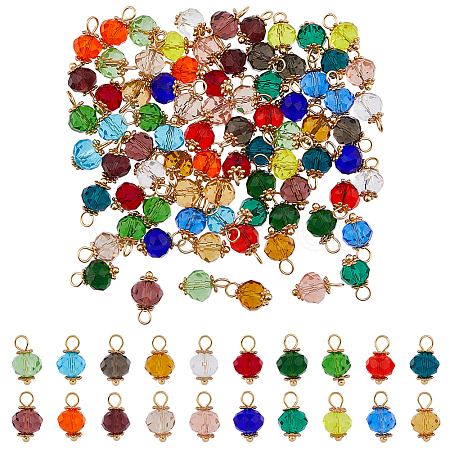 100Pcs 20 Colors Electroplate Transparent Glass Charms PALLOY-AB00140-1