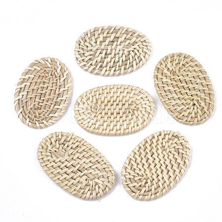 Handmade Reed Cane/Rattan Woven Beads WOVE-T006-087-1