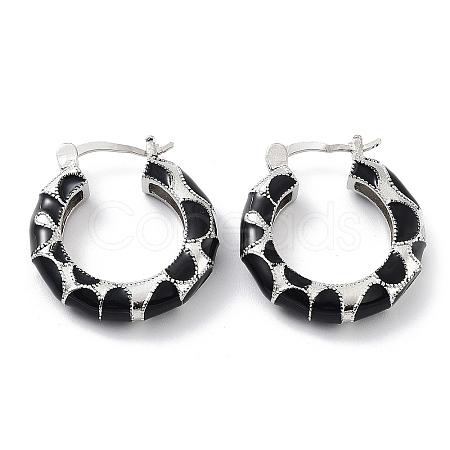 Ring Rack Plating Brass Enamel Hoop Earrings for Women KK-Z038-10P-1
