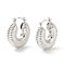 Brass Donut Thick Hoop Earrings for Women, Lead Free & Cadmium Free, Platinum, 27x24.5x8mm, Pin: 0.9mm