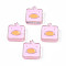 Transparent Acrylic Beads, with Enamel, Square with Duck, Pearl Pink, 24x23x8mm, Hole: 3mm