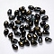 Transparent Spray Painted Glass Charms, with Glitter Powder, Teardrop, Black, 9x6x6mm, Hole: 1mm