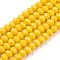 Opaque Solid Color Glass Beads Strands, Faceted, Rondelle, Gold, 4x3mm, Hole: 0.4mm, about 113~115pcs/strand, 41~42cm